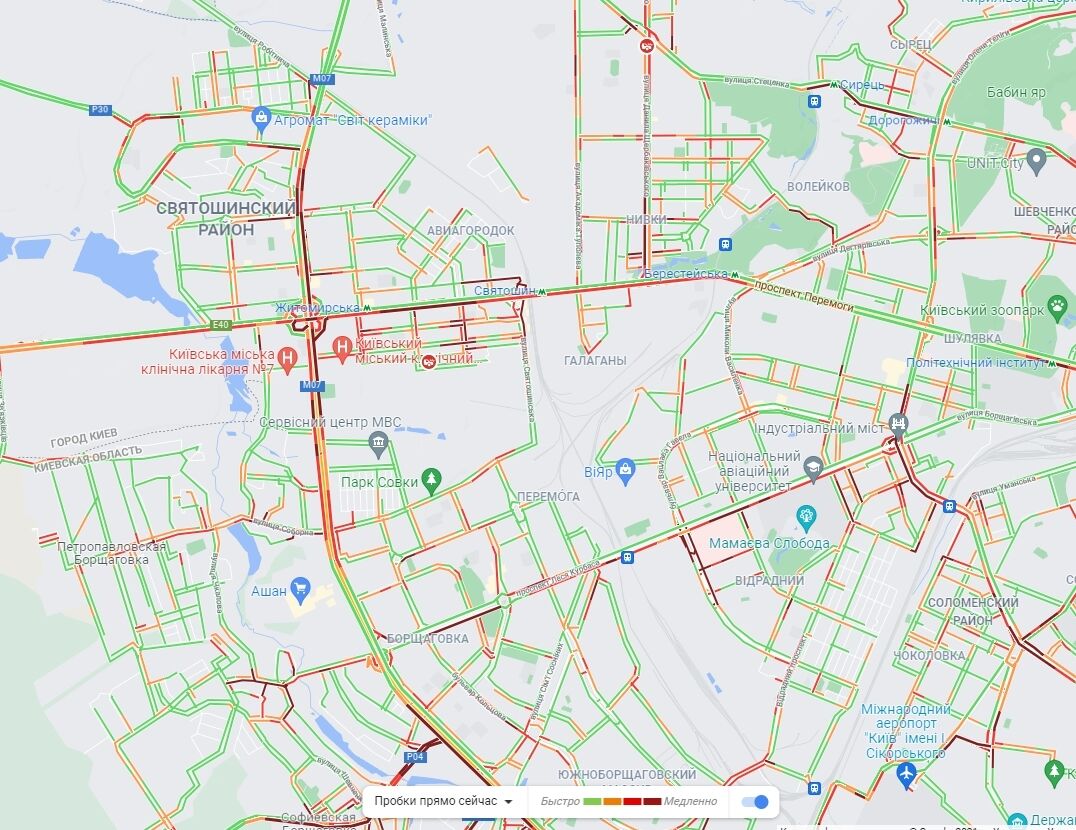 Кольцевая и Окружная Дороги, проспект Победы.