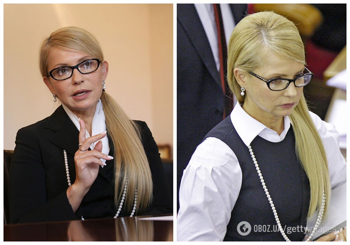 Тимошенко с асимметричным пробором и хвостом.