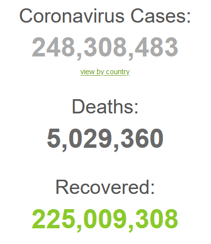 5 029 360 випадків COVID-19 закінчилися летально