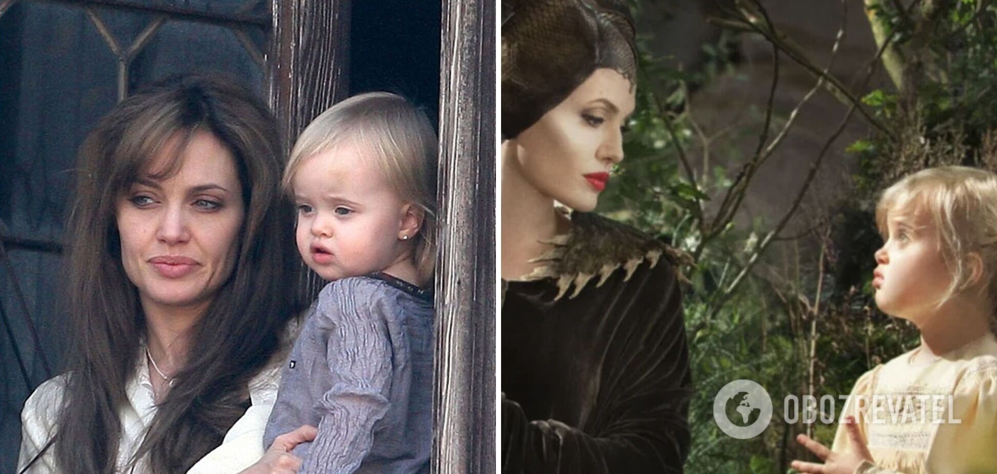 Анджеліна Джолі з донькою у фільмі "Маліфісента"