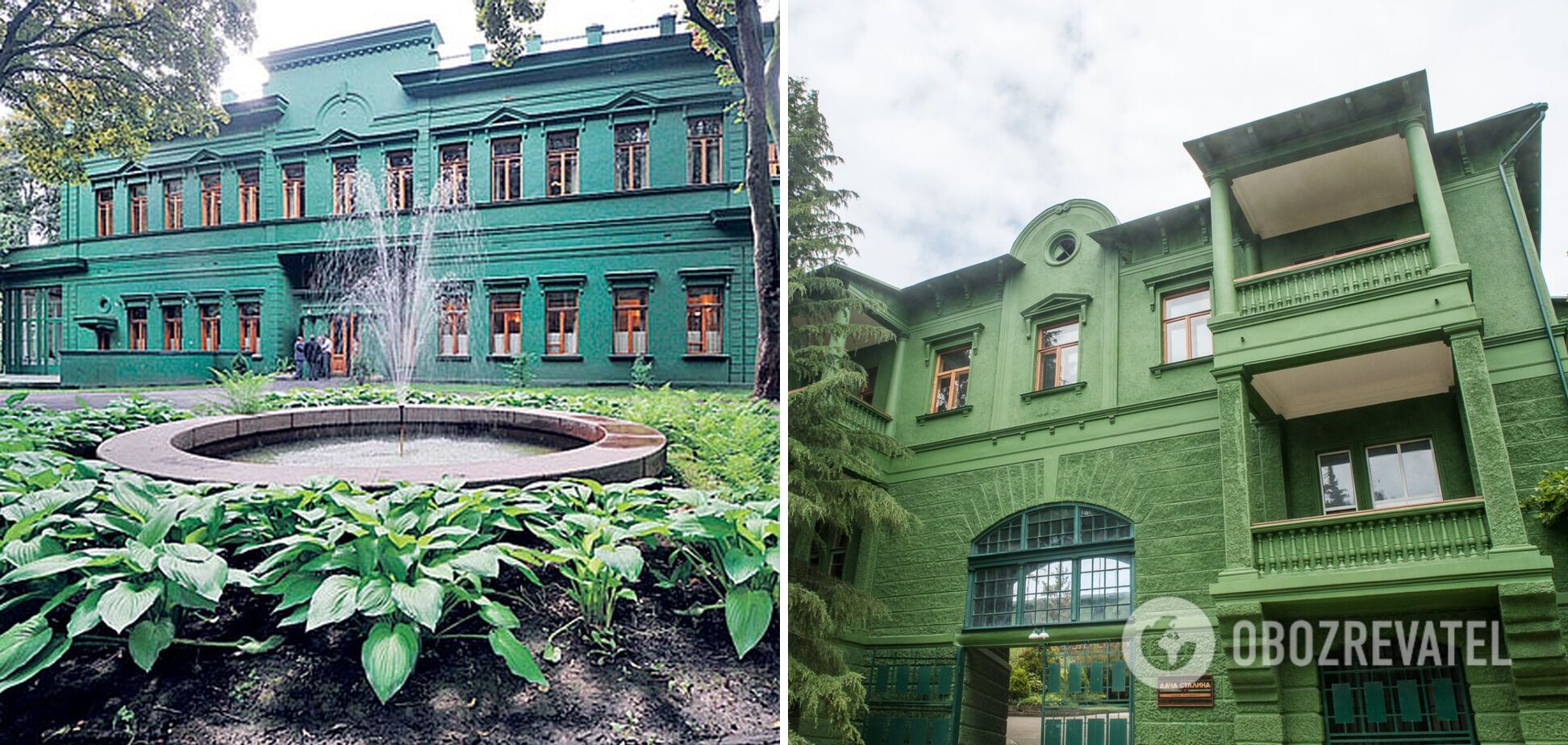 Зліва "Ближня дача" Сталіна в Москві, справа - садиба в Сочі