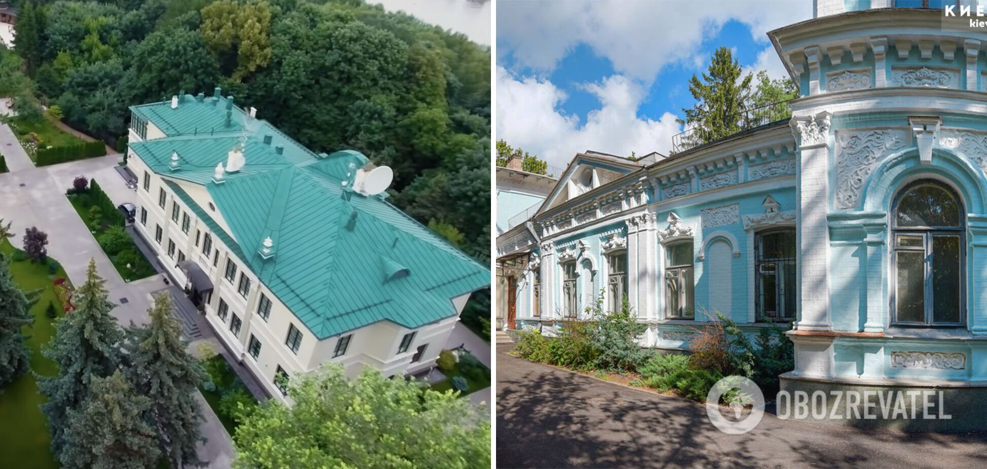 Зліва резиденція Хрущова в Москві, справа дача в Києві