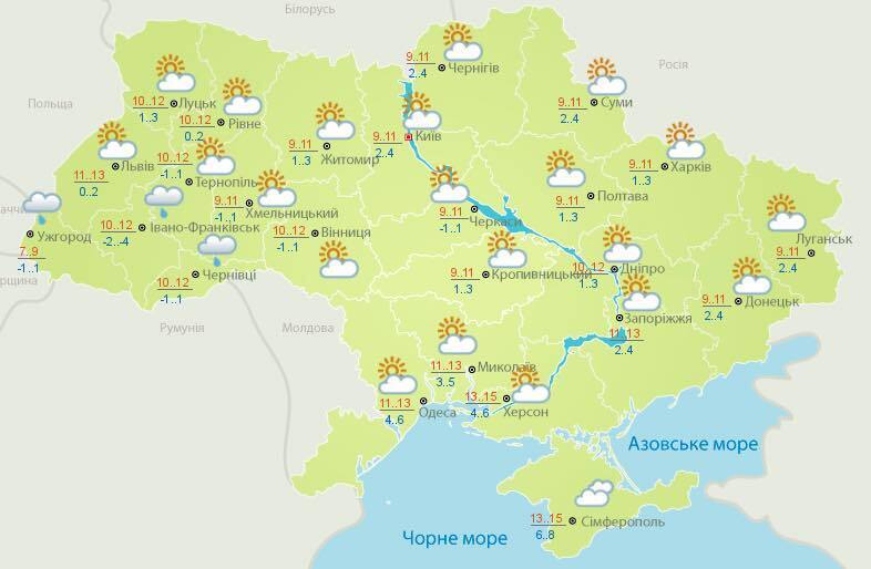 Погода в Україні на 7 листопада