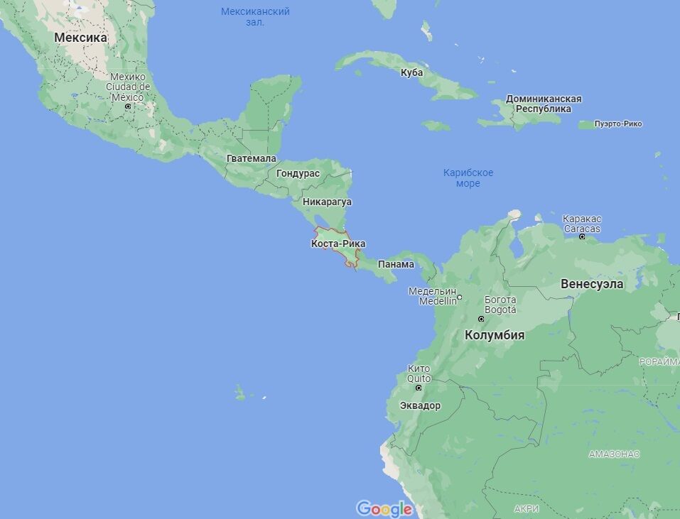 Коста-Рика на карте.