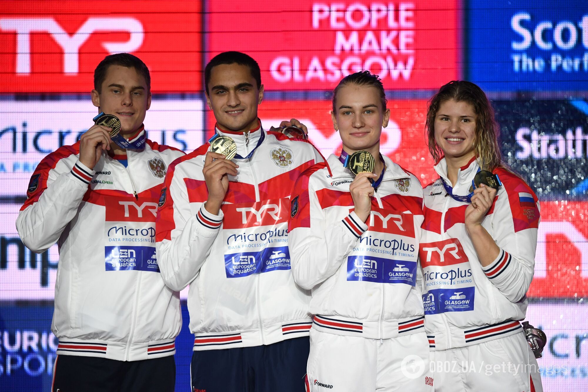 Зліва направо: Морозов, Гриньов, Сурікова, Каменєва (фото зі змагань 2019 року)