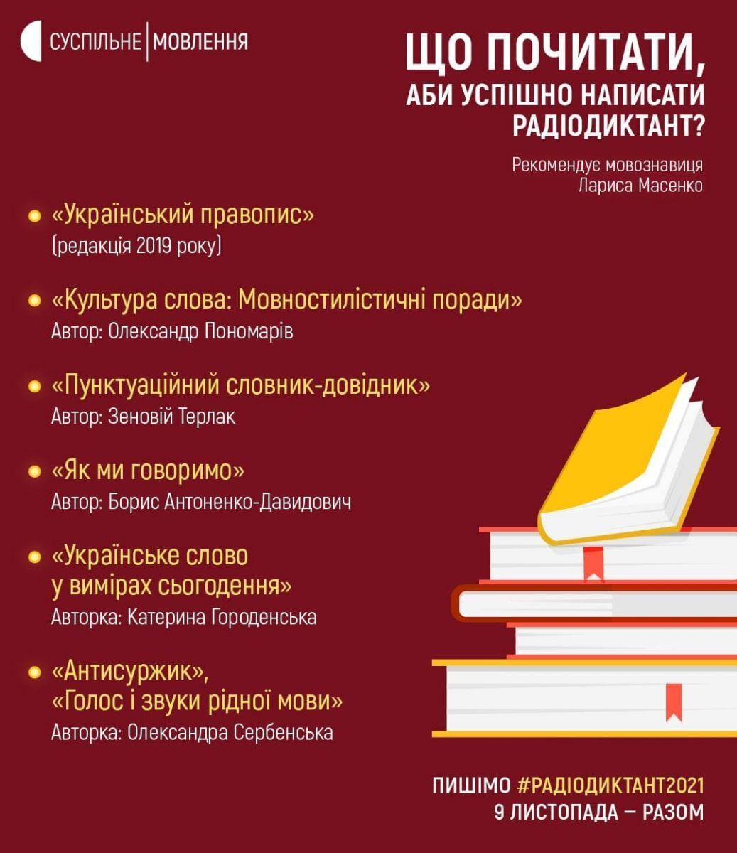 Лариса Масенко склала список посібників для підготовки до диктанту