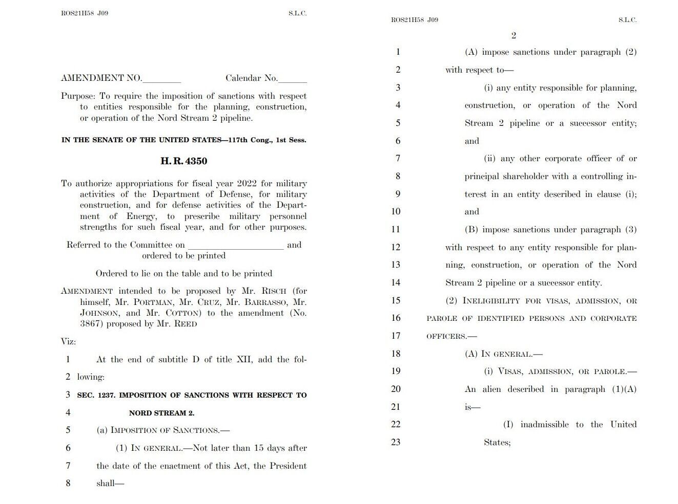 Пропозиція сенаторів США запровадити санкції проти "Північного потоку-2"