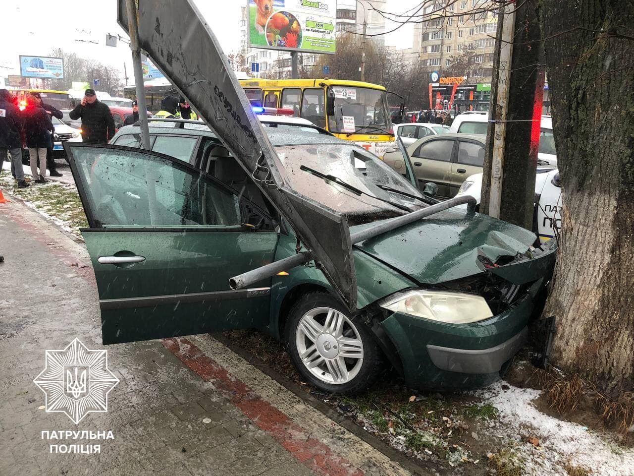 Після удару 16-річний водій врізався у дерево