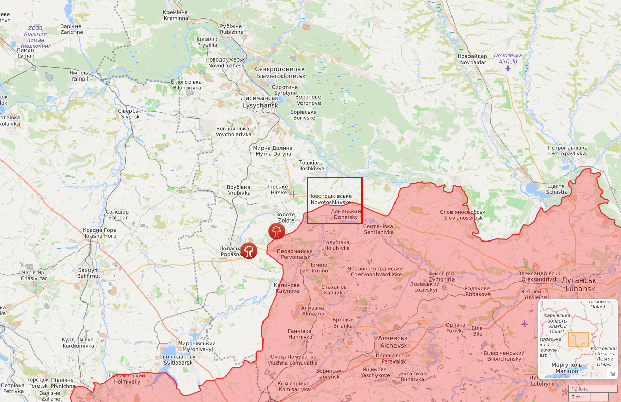 Обстріли у районі Новотошківського.