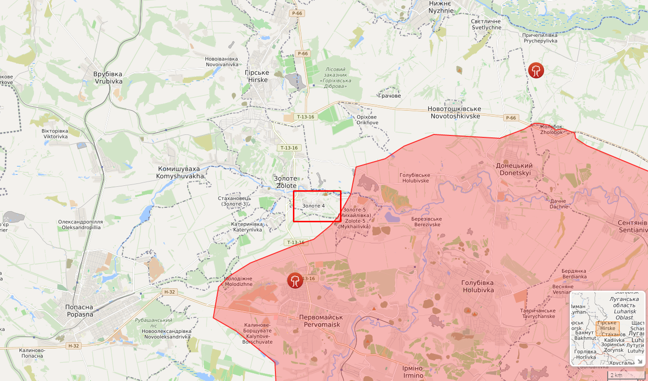 Обстрелы в районе Золотого-4.