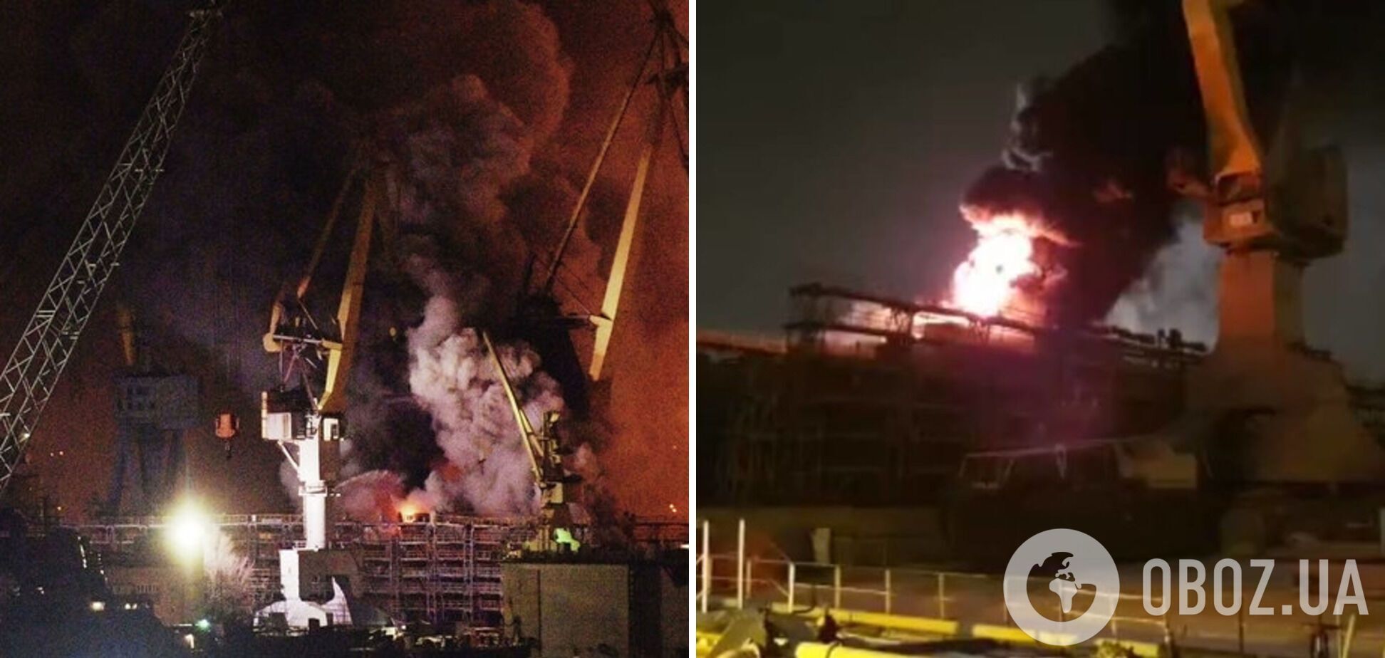 Пожар охватил почти весь корабль.