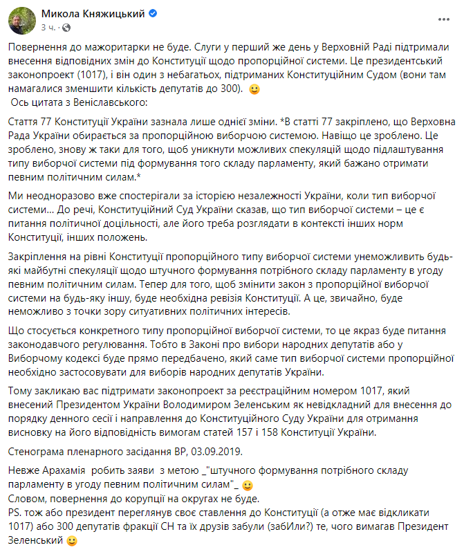 Пост Николая Княжицкого.