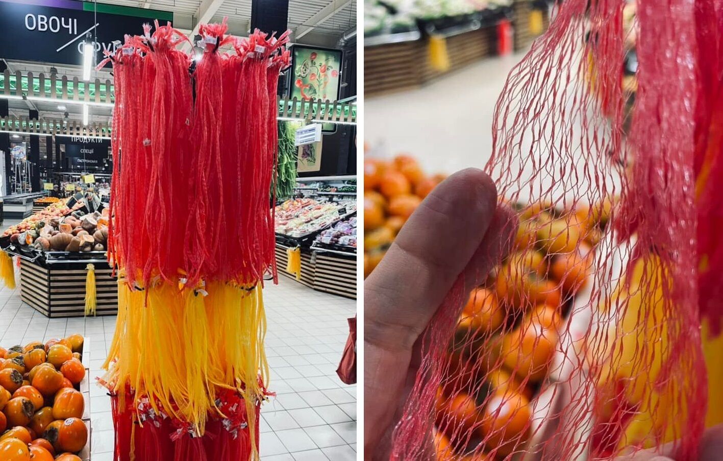 Пластиковые авоськи вместо пластиковых пакетов обнаружили в столичном супермаркете