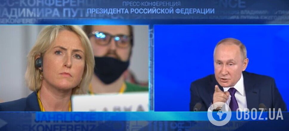 Путін під час відповіді на запитання журналістки Sky News про гарантії НАТО