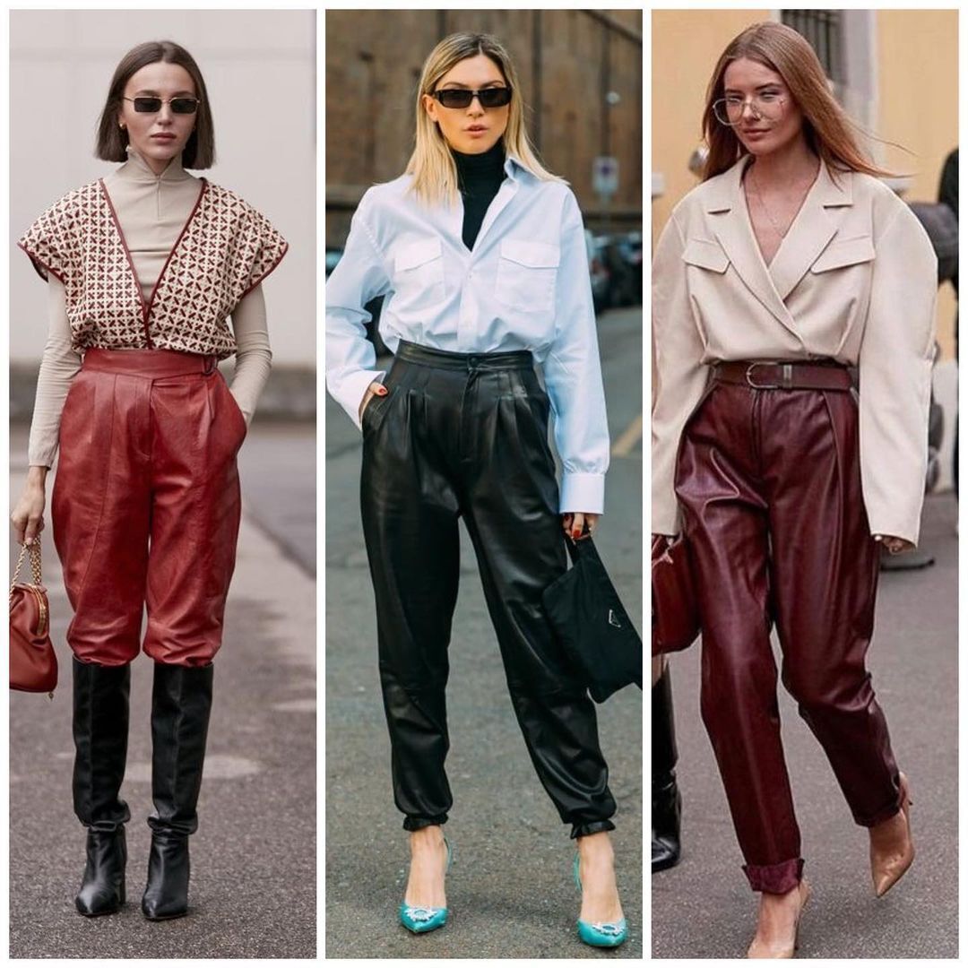 Шкіряні штани із сорочкою.