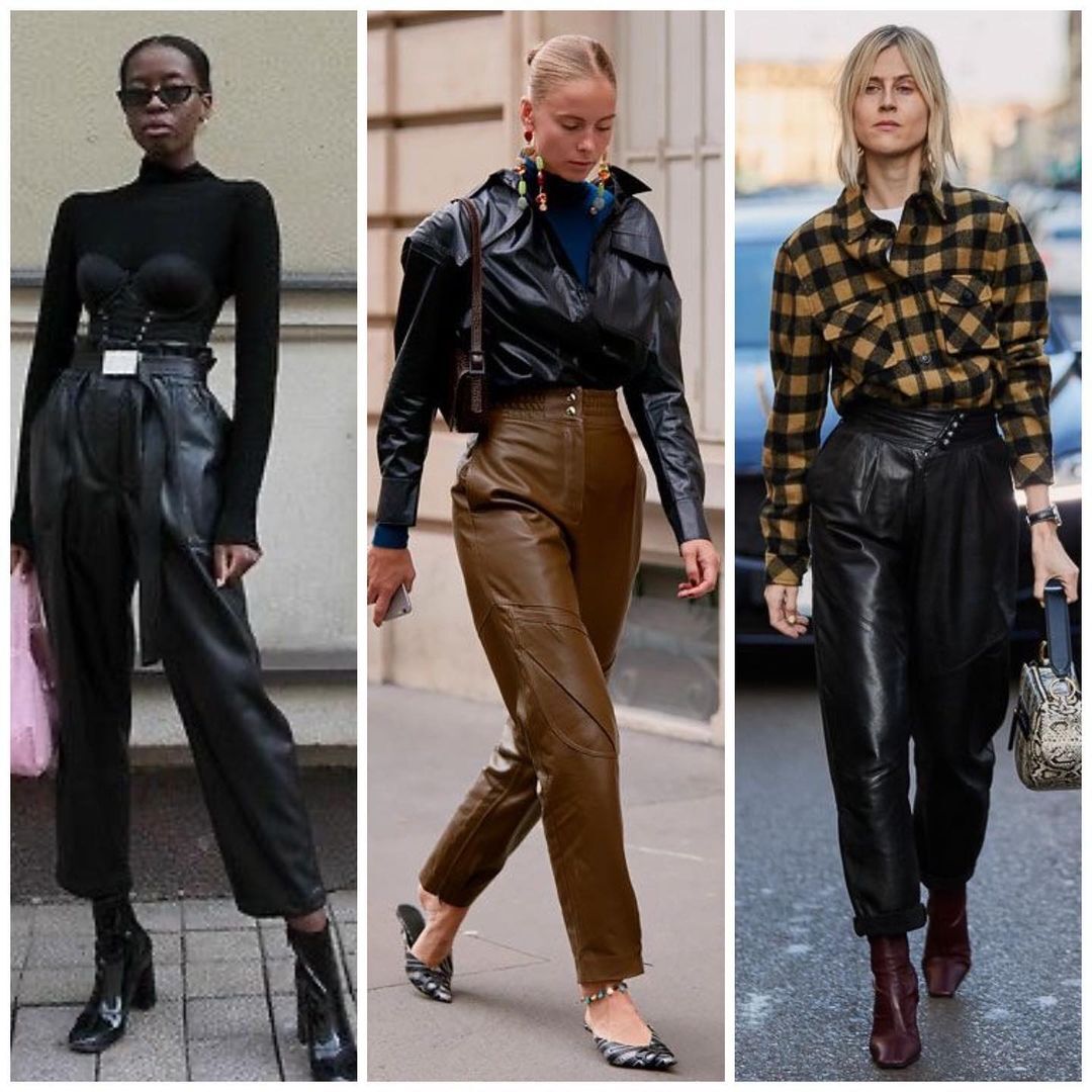 Шкіряні штани із сорочкою.