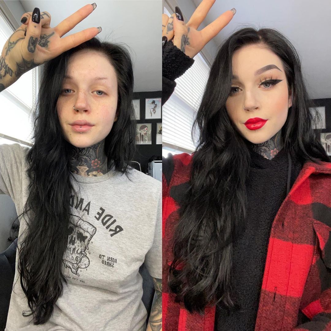 Бриана Тодд до и после макияжа
