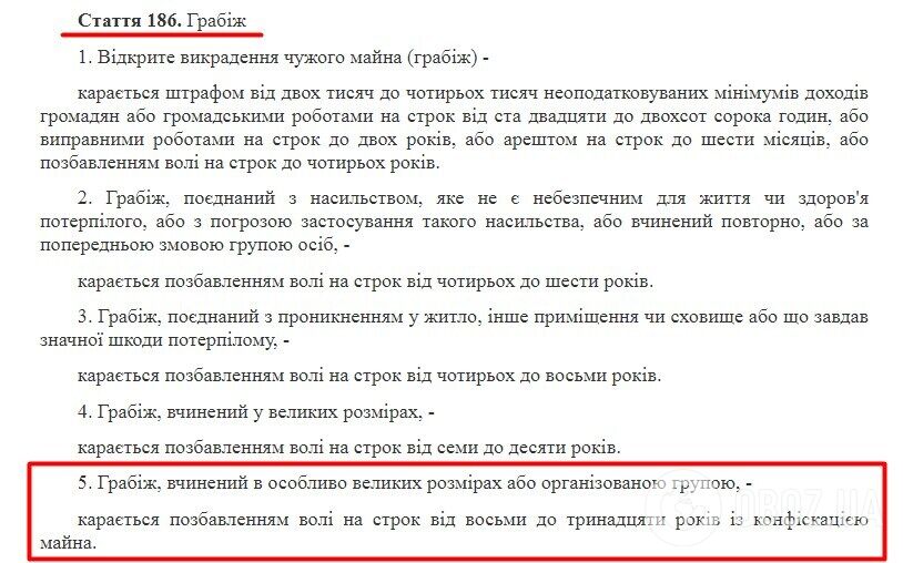 За пограбування злочинцям загрожує до 13 років позбавлення волі