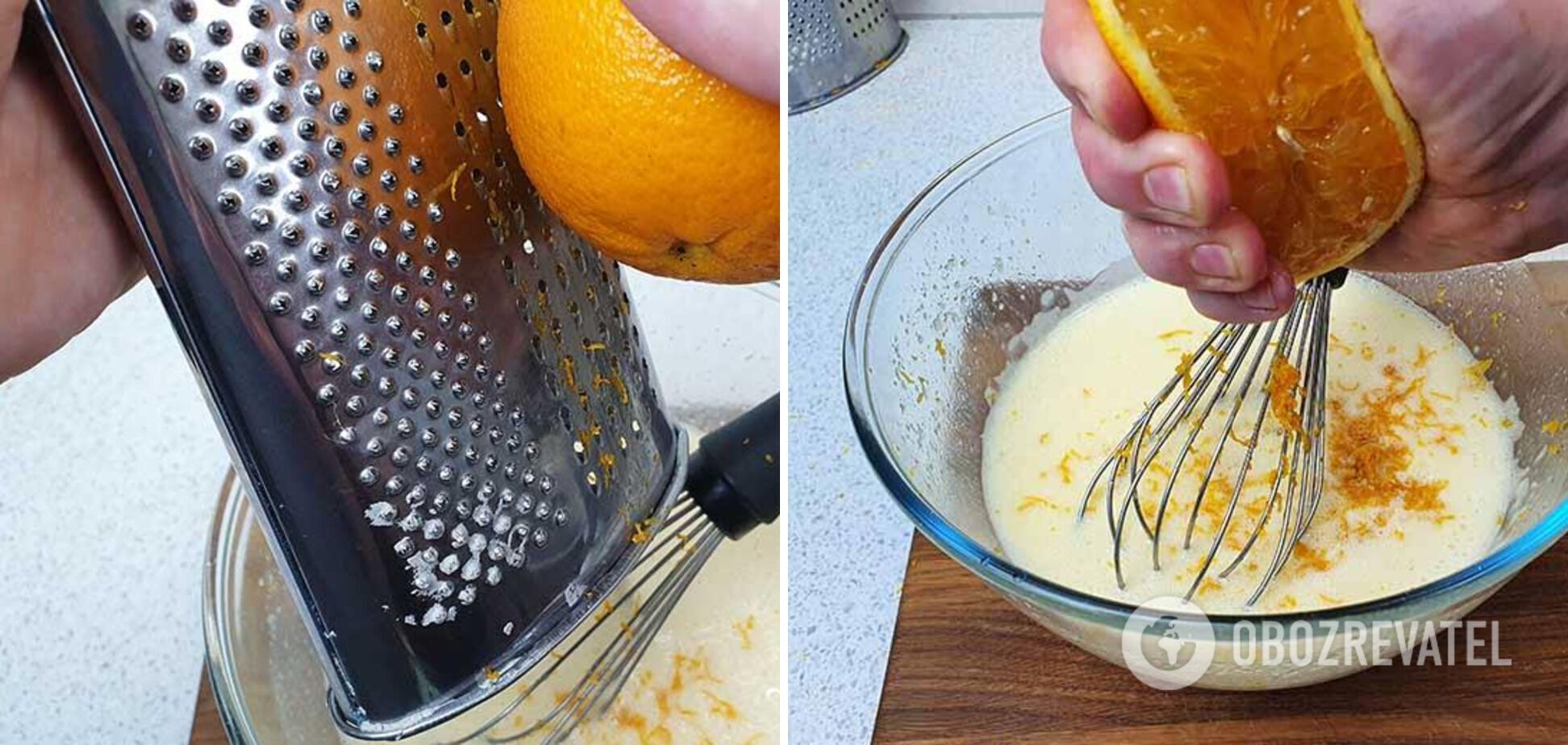 В тесто добавьте цедру и апельсин