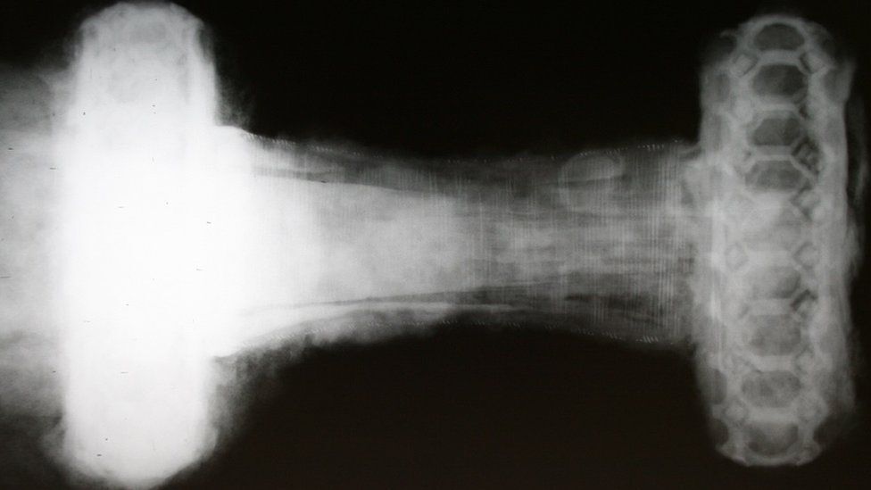 Ученые изучают меч при помощи рентгена .
