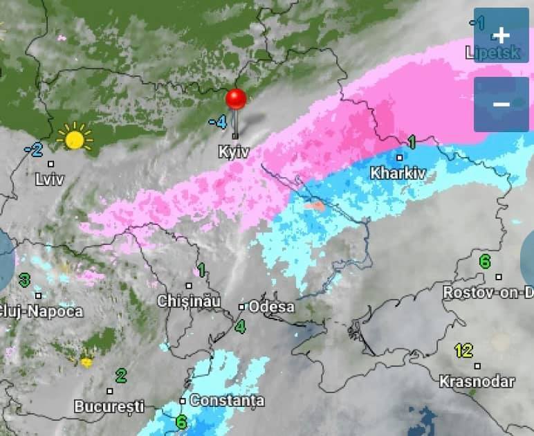 Карта дождя и снега в Украине