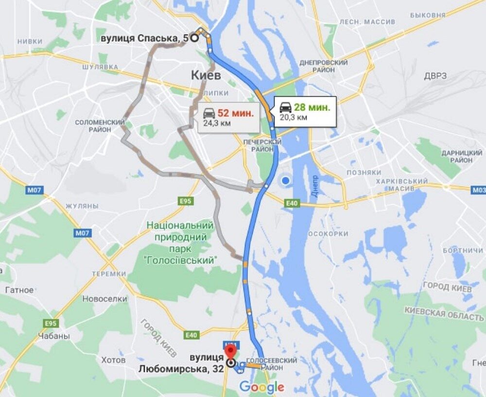 Примерный маршрут – расстояние от ресторана до места, где нашли мужчину