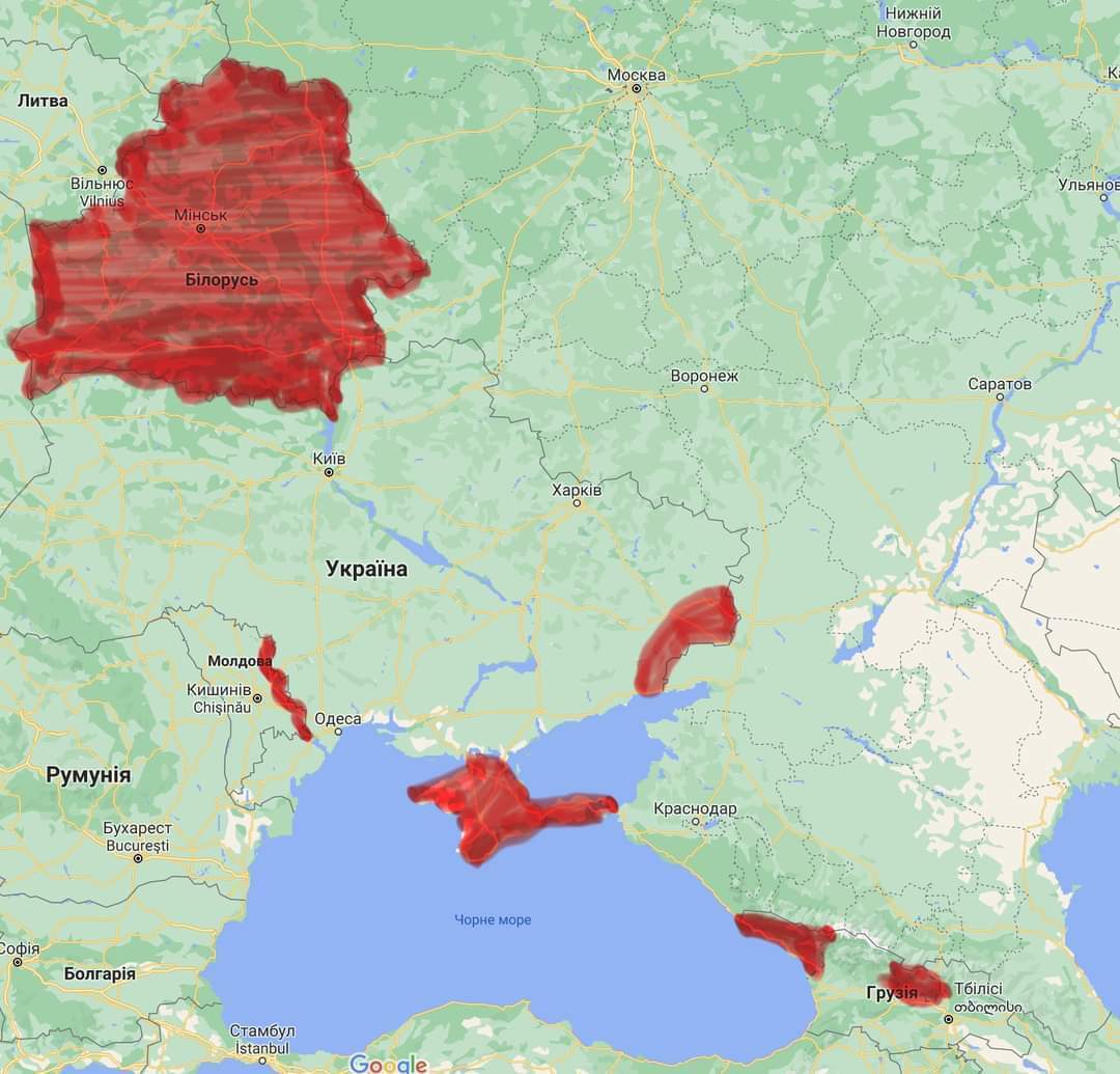 Журналист показал карту с оккупированными РФ территориями: Украина окружена по периметру
