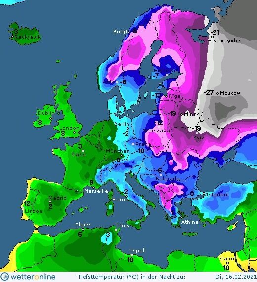 В ночь на 16 февраля в Украине ударят морозы до -22