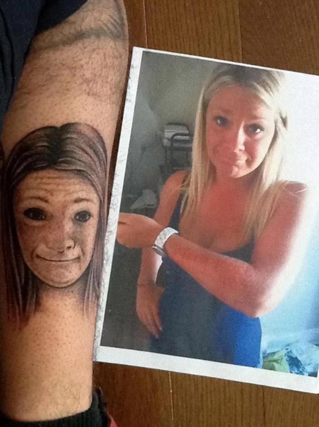 Хлопець вирішив набити фото дівчини на тілі, але вона не оцінить роботу майстра.