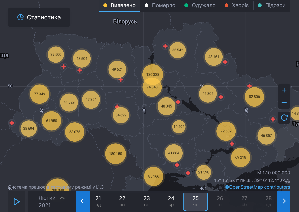 Дані COVID-19 за регіонами України