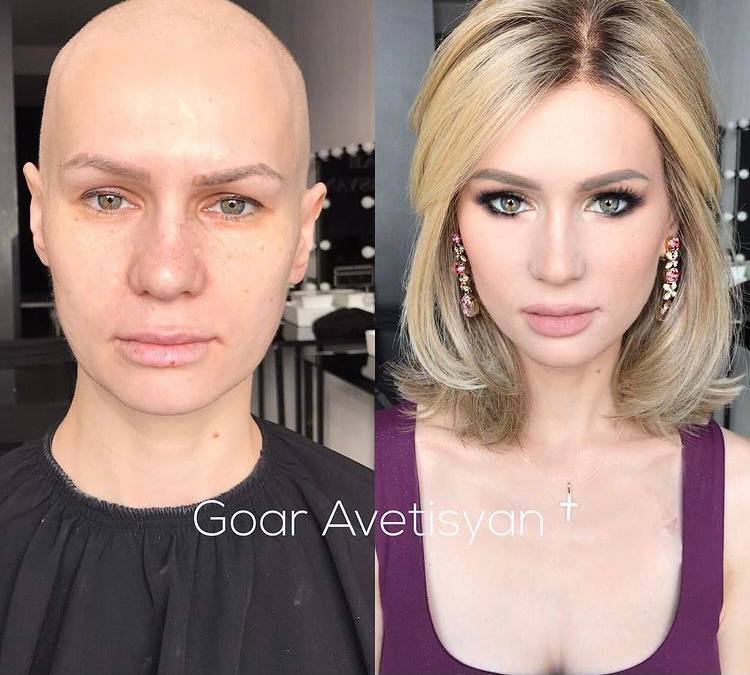 Мариа до и после макияжа.
