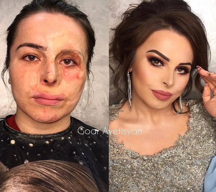 Джамиля до и после макияжа.