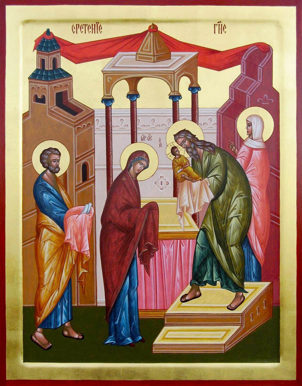 Сретение посвящено принесению младенца Иисуса Христа в храм Иерусалима на 40-й день после Рождества