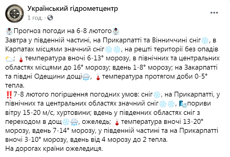 Прогноз погоди в Україні