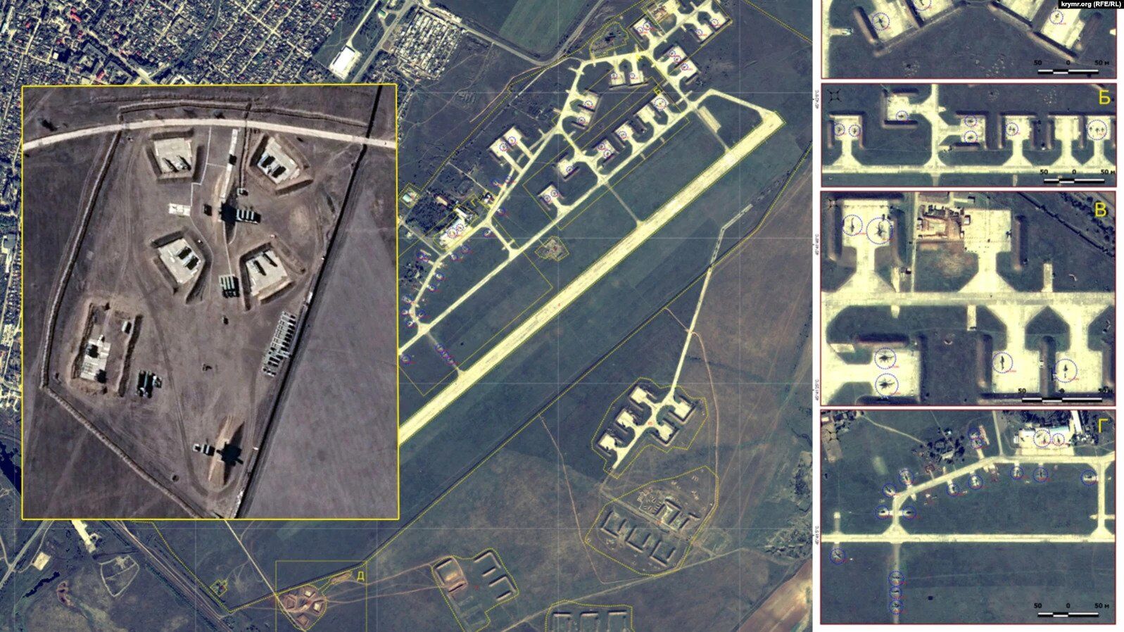 Джанкойський аеродром. Позначення систем С-400 і вертольотів МІ-28Н