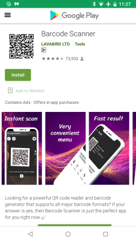 Приложение Barcode Scanner qztiqttidtriqhhvls