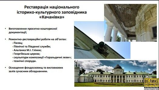 Реставрація Національного історико-культурного заповідника "Качанівка"