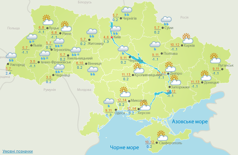 Прогноз погоди в Україні на 15 березня