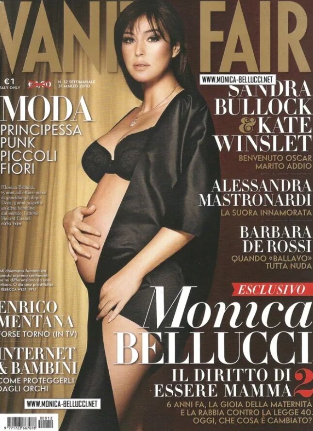 Вдруге Беллучі позувала вагітною для журналу в білизні