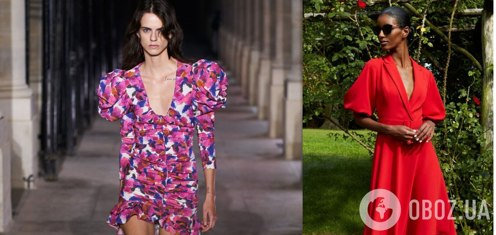 Платья с объемными плечами в 2021 году наиболее актуальны.