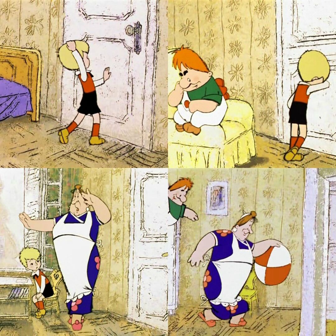 Кадры из мультфильма "Малыш и Карлсон"