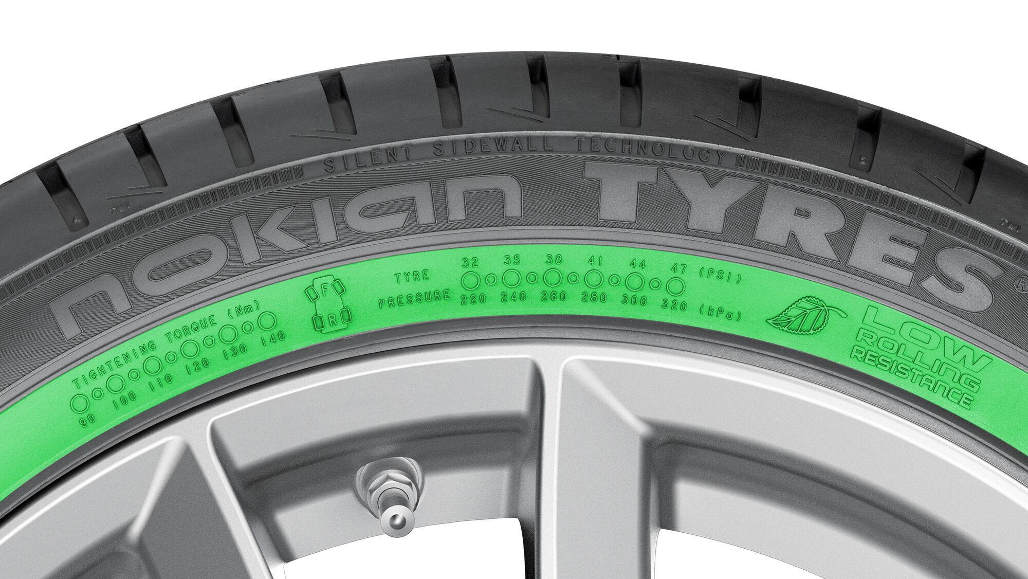 Інформаційна зона на боковині шин Nokian Tyres надає можливість запису правильного тиску у шині при її заміні