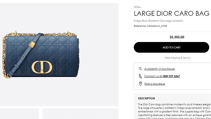 Сумка от Dior стоимостью более 5 тысяч долларов