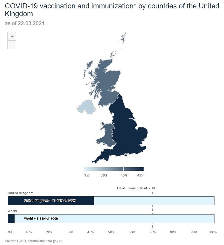 Карта вакцинации в Великобритании.