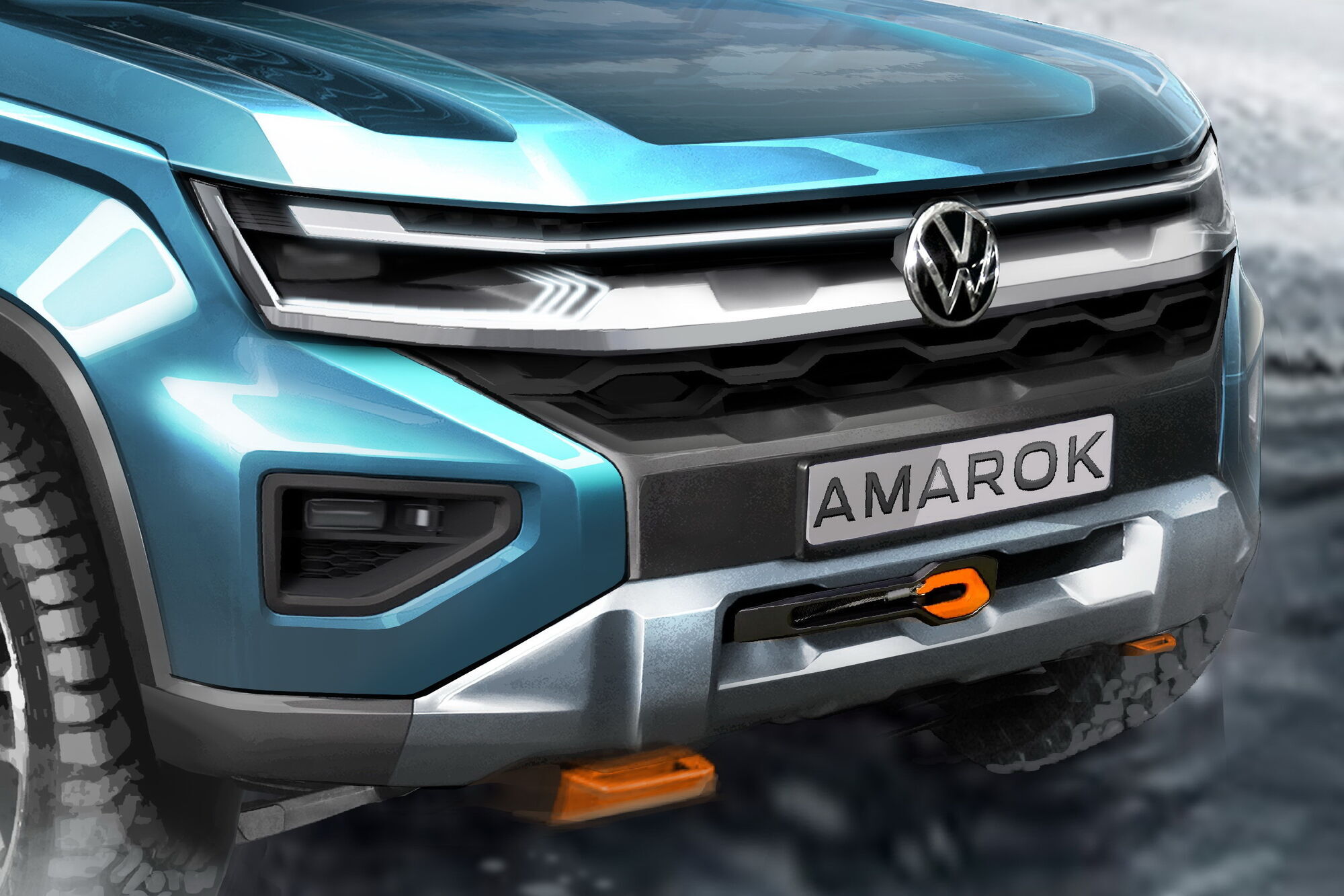 Amarok отримає характерну облицювання радіатора, у яке органічно імплантовані фари головного світла