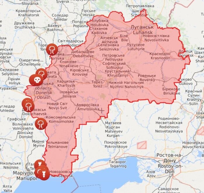 Карта войны на Донбассе