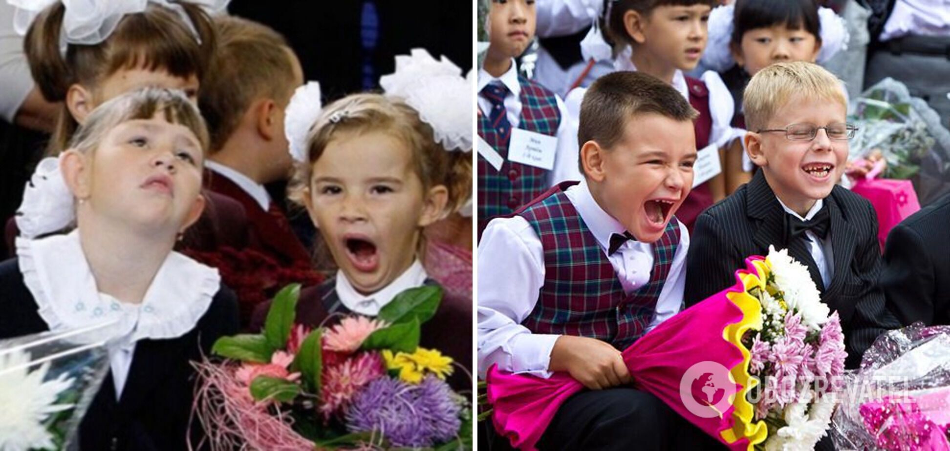 В школу, як на свято: першокласники позують на лінійці