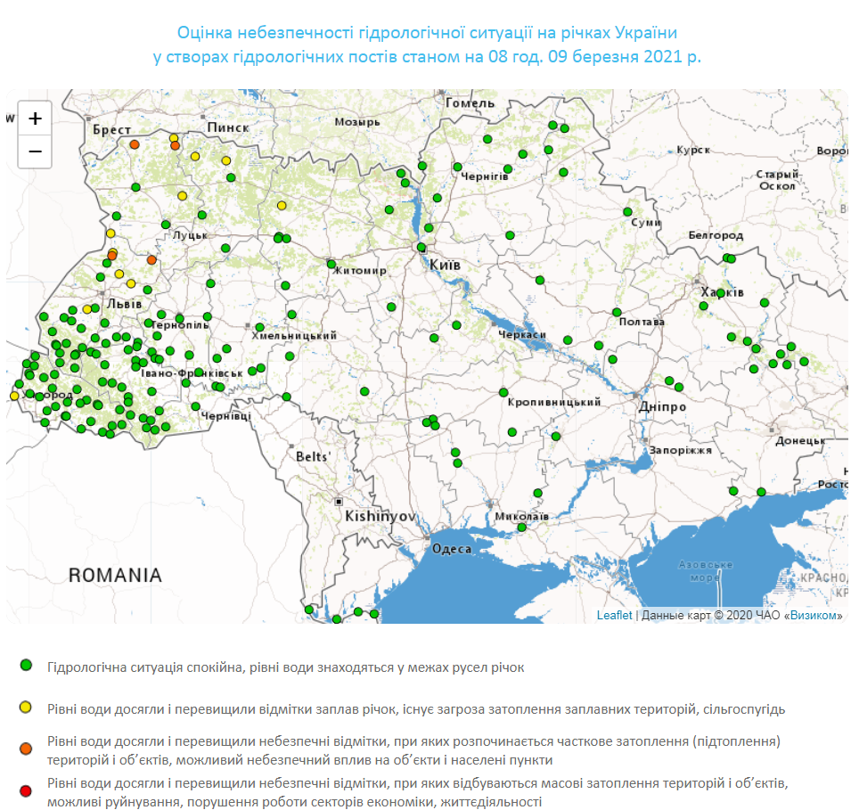Карта гідрологічної ситуації в Україні