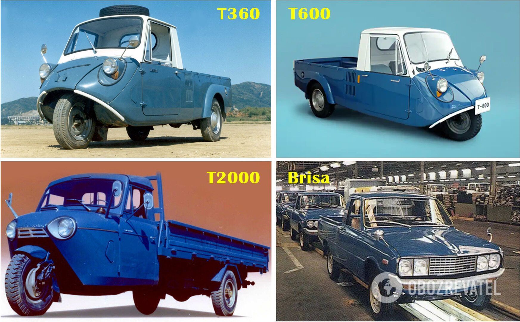 Пікапи Hyundai різних років: Т360, більші Т2000 та Т600, а також Brisa, створена на базі моделі Pony