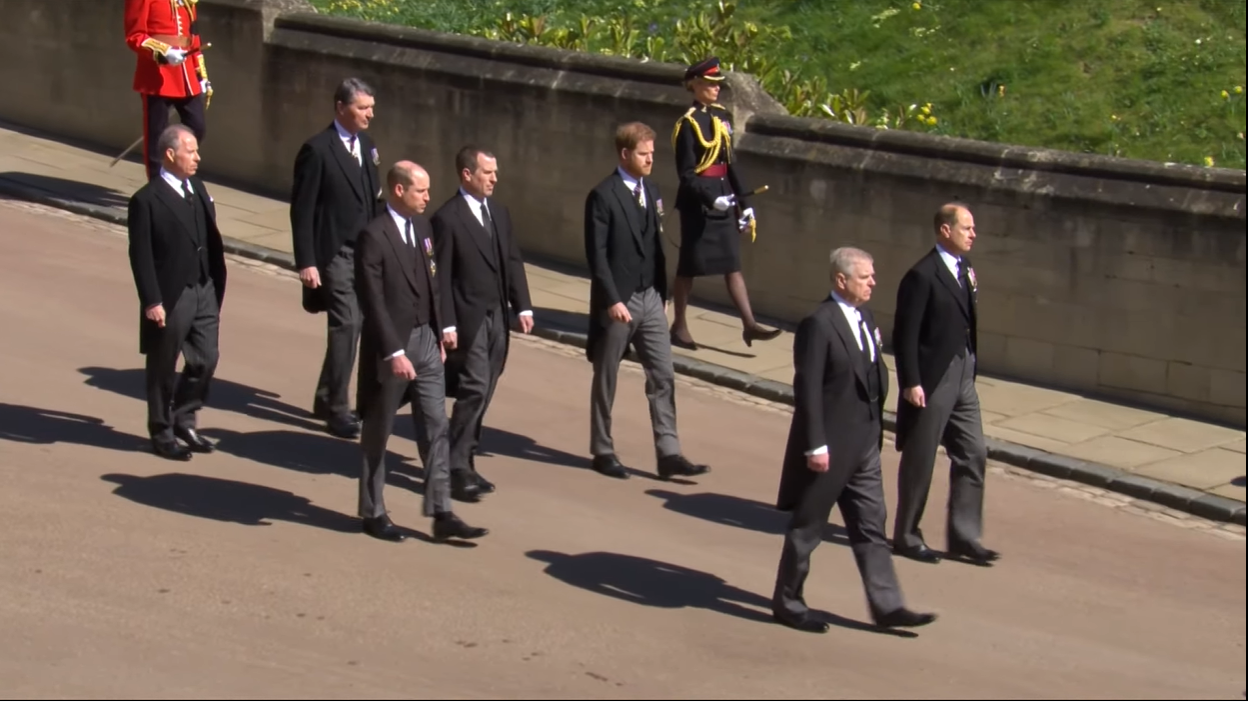 Члены королевской семьи на похоронах принца Филиппа